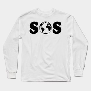 SOS – Earth Overshoot Day / Climate Change (Black) Long Sleeve T-Shirt